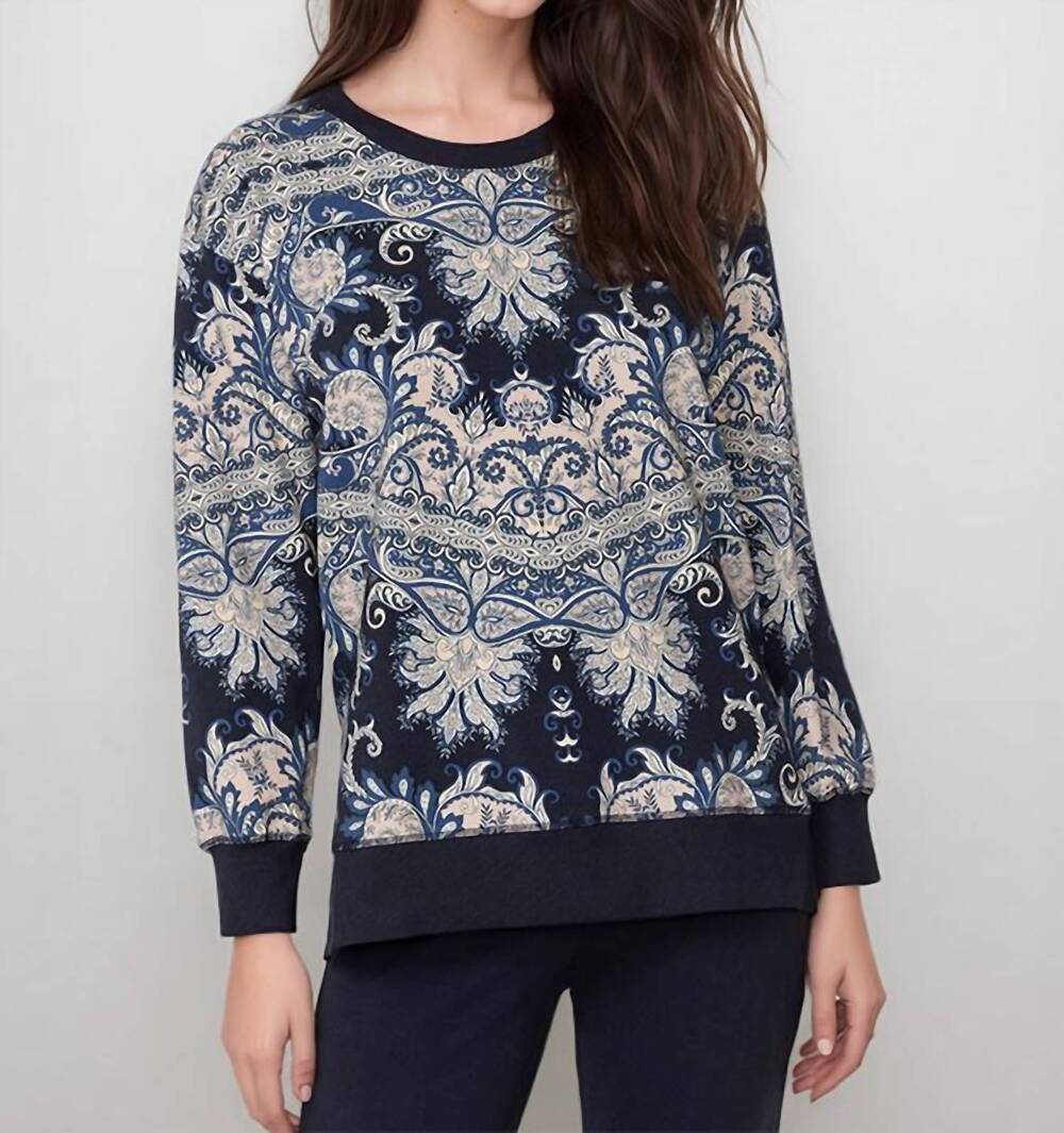 NEW JOHNNY WAS roman paisley sweatshirt in blue multi